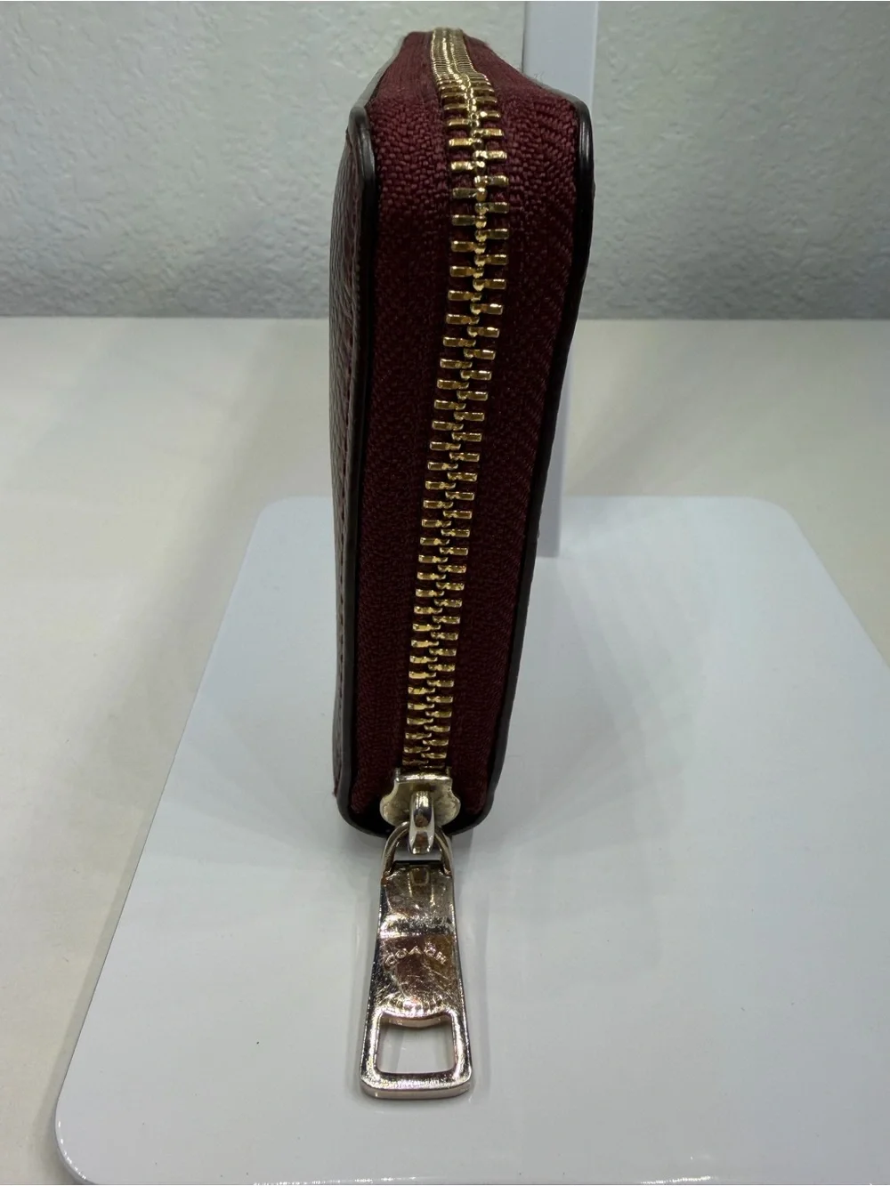 NWOT COACH METALLIC WINE LONG ACCORDION WALLET